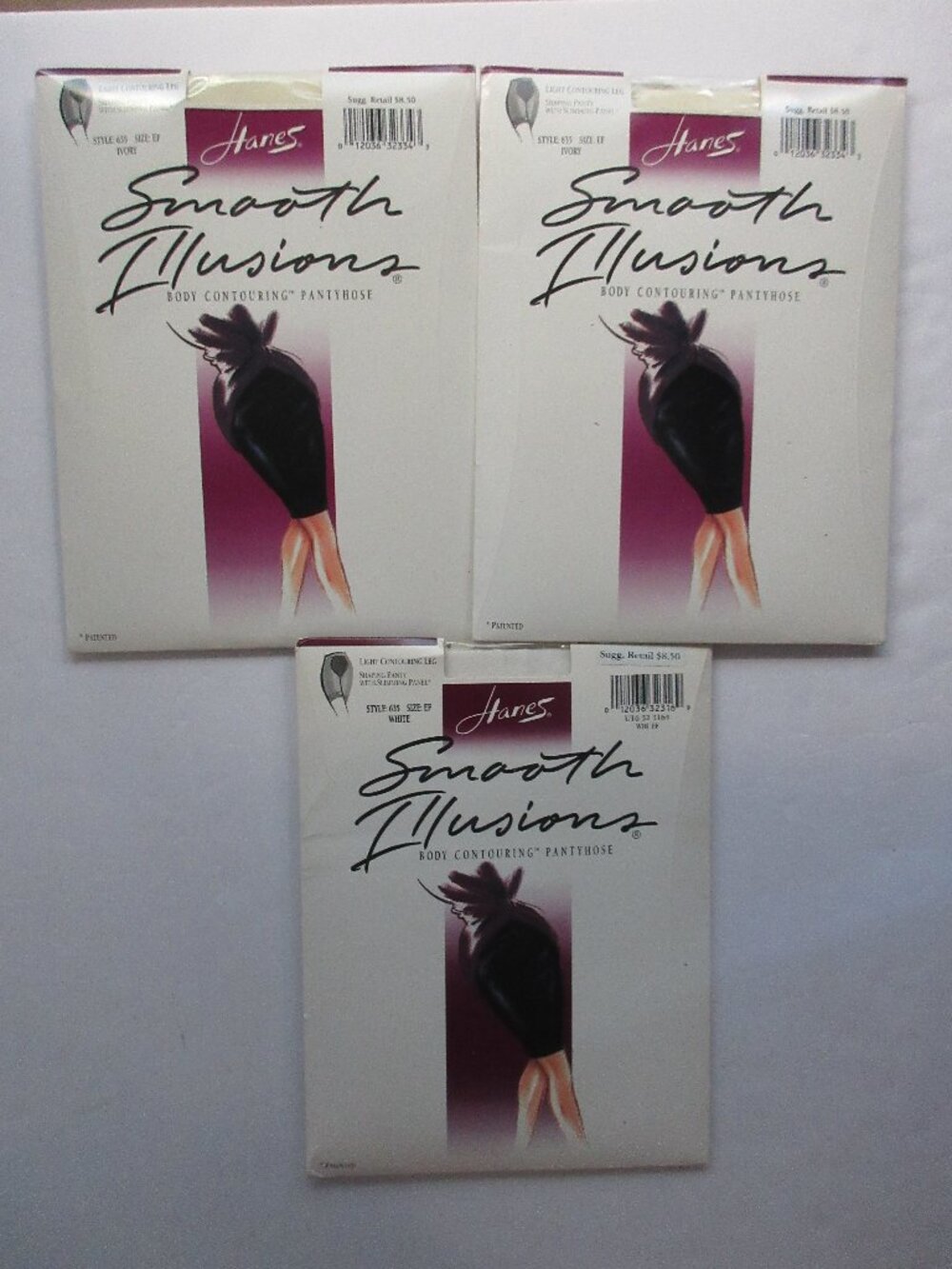 Hanes Smooth Illusions Sz EF  Body Contouring Pantyhose NWT 2 Ivory, 1 White Vtg